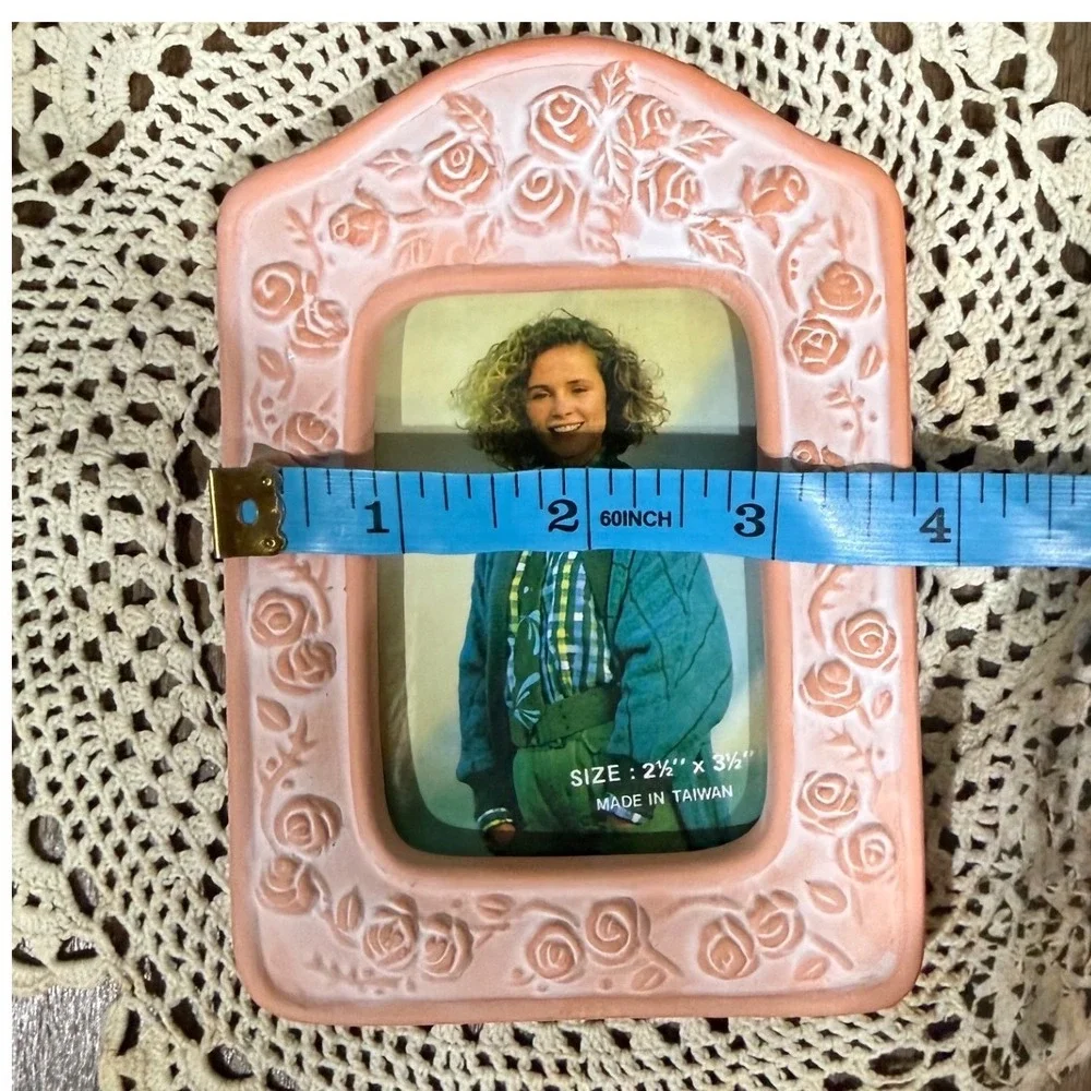 Vintage TerraCotta Whitewashed Rose Frame Pink Cottage Shabby Chic 2.5x3.5 Photo